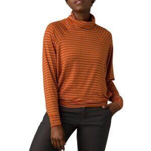 NWT prAna Sol Protect Orange Striped Turtleneck - Size M